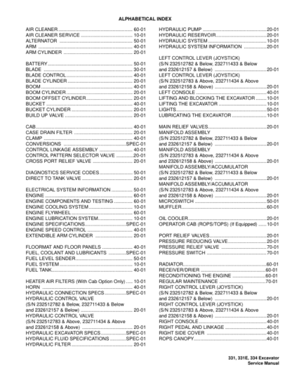 Bobcat 331 331E 334 Excavator Service Manual SN 232- - Image 3