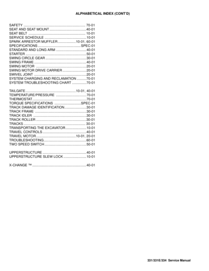 Bobcat 331 331E 334 Excavator Service Manual SN 234- 334- - Image 4