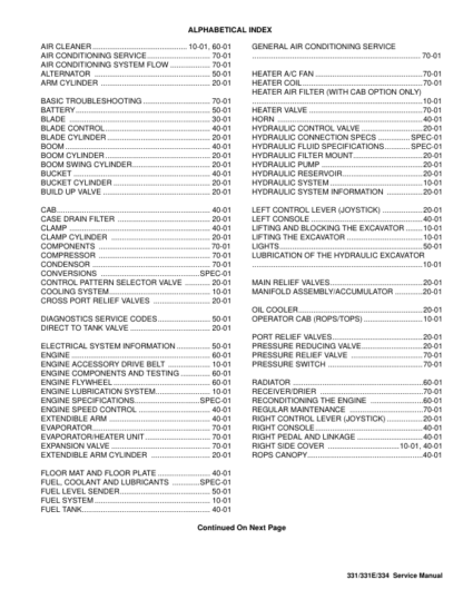 Bobcat 331 331E 334 Excavator Service Manual SN 234- 334- - Image 3