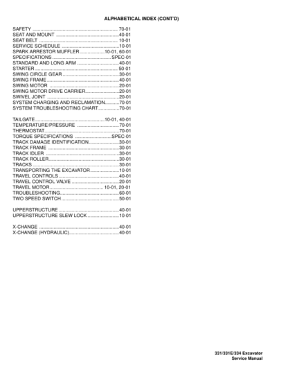Bobcat 331 331E 334 Excavator Service Manual SN 234313000 - Image 4
