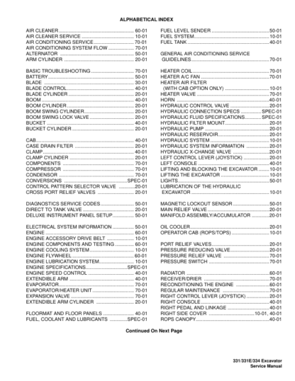 Bobcat 331 331E 334 Excavator Service Manual SN 234313000 - Image 3