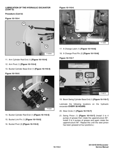 Bobcat 331 331E 334 Excavator Service Manual SN 234313000 - Image 11