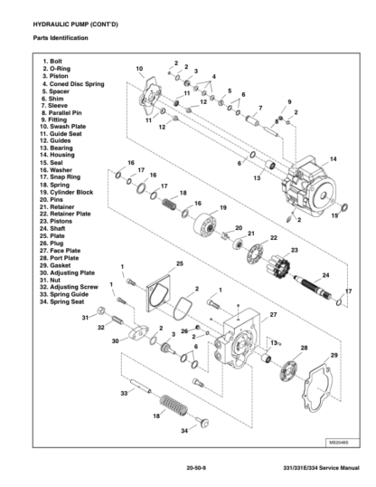 Bobcat 331 331E 334 Excavator Service Manual SN AACS11001 - Image 6