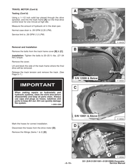 Bobcat X331 Excavator Service Manual SN 512911001 512912999 - Image 8