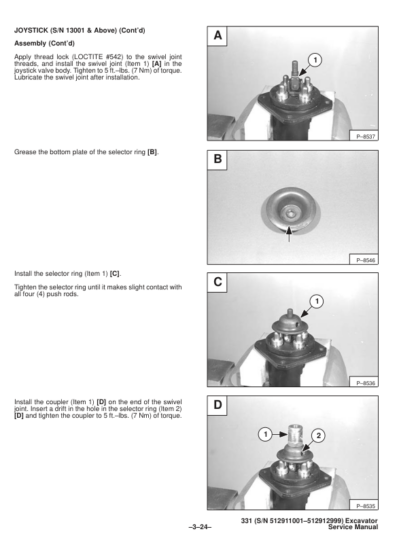 Bobcat X331 Excavator Service Manual SN 512911001 512912999 - Image 7