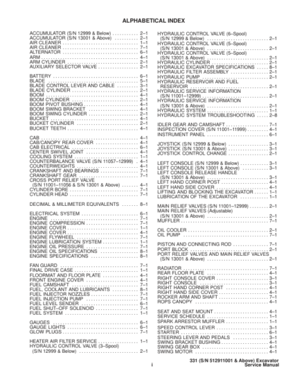 Bobcat X331 Excavator Service Manual SN 512911001 512912999 - Image 3