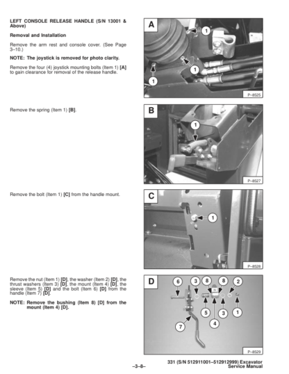 Bobcat X331 Excavator Service Manual SN 512911001 512912999 - Image 6