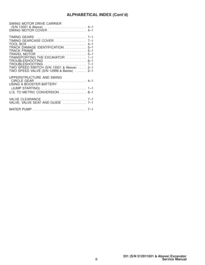 Bobcat X331 Excavator Service Manual SN 512911001 512912999 - Image 4