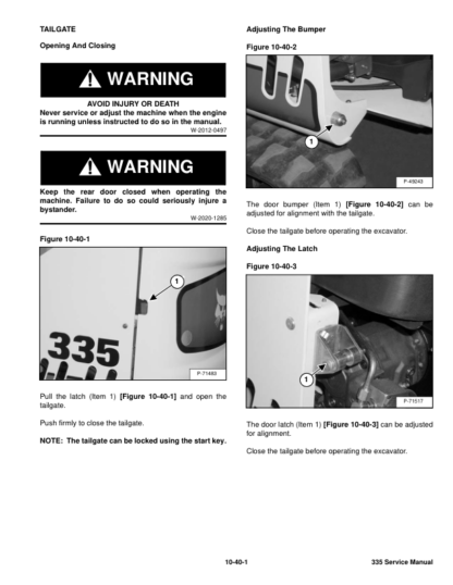 Bobcat 335 Compact Excavator Service Manual SN A16U11001 - Image 7