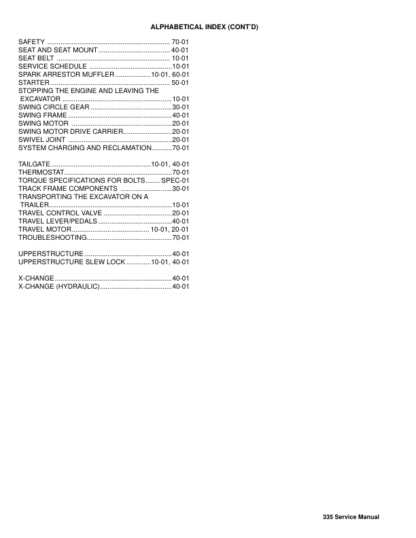 Bobcat 335 Compact Excavator Service Manual SN A16U11001 - Image 4