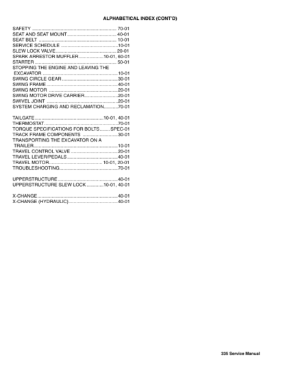 Bobcat 335 Compact Excavator Service Manual SN AAD111001 A9KA11001 - Image 4