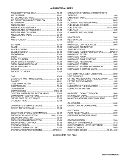 Bobcat 335 Compact Excavator Service Manual SN AAD111001 A9KA11001 - Image 3