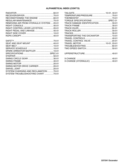 Bobcat 337 341 Excavators Service Manual SN AAC811001 A9W711001 A9W911001 - Image 4