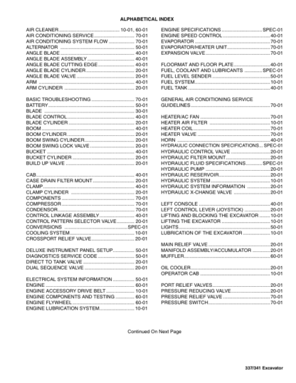 Bobcat 337 341 Excavators Service Manual SN AAC811001 A9W711001 A9W911001 - Image 3