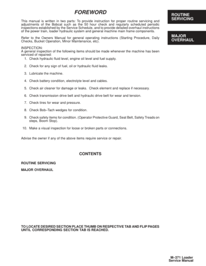 Bobcat 371 Skid Steer Loader Service Manual Gasoline L P Gas - Image 3