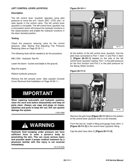Bobcat 418 Excavator Service Manual SN AB4711001 - Image 9