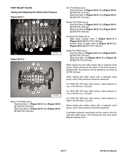 Bobcat 425 428 Excavators Service Manual SN A1HW11001 - Image 8