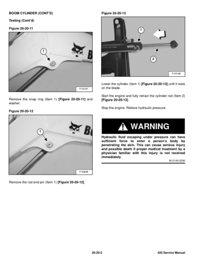 Bobcat 425 428 Excavators Service Manual SN A1HW11001 - Image 11