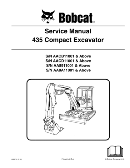 Bobcat 435 Excavator Service Manual SN AACB11001 AACD11001 AA8911001 AA8A11001 - Image 2