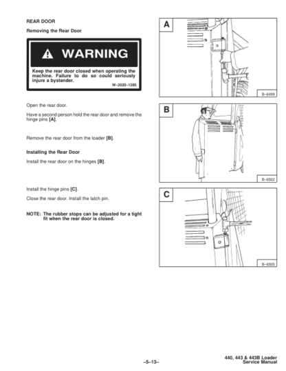 Bobcat 440 443 443B Skid Steer Loaders Service Manual - Image 6