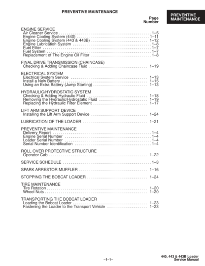 Bobcat 440 443 443B Skid Steer Loaders Service Manual - Image 4