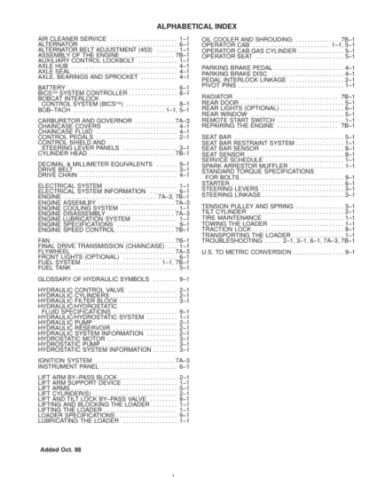 Bobcat 450 453 Skid Steer Loaders Service Manual SN 561711001 561811001 - Image 3