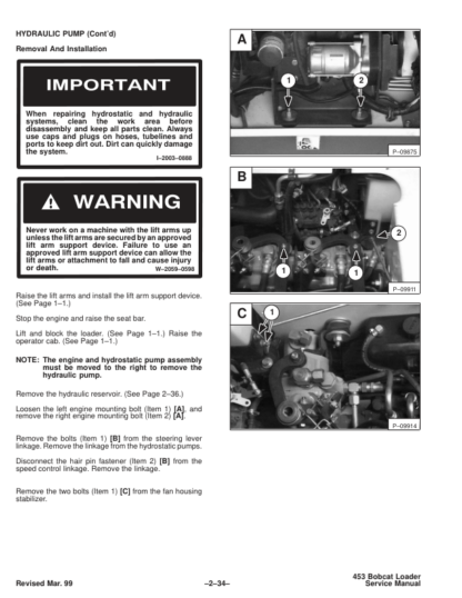 Bobcat 453 Skid Steer Loader Service Manual SN 515011001 515111001 - Image 11
