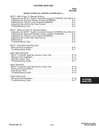 Bobcat 453 Skid Steer Loader Service Manual SN 515011001 515111001 - Image 9