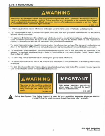 Bobcat 530 533 Loader Service Manual - Image 4