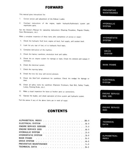 Bobcat 530 533 Loader Service Manual - Image 3