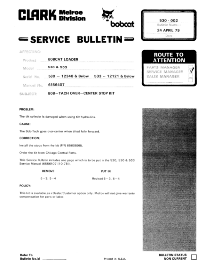 Bobcat 530 533 Loader Service Manual - Image 9