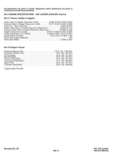 Bobcat 540 543 543B Loader Service Manual SN 501012001 502412001 511111001 - Image 8