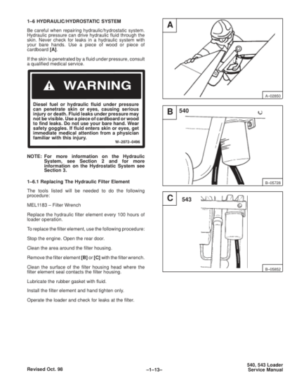 Bobcat 540 543 543B Loader Service Manual SN 501012001 502412001 511111001 - Image 9