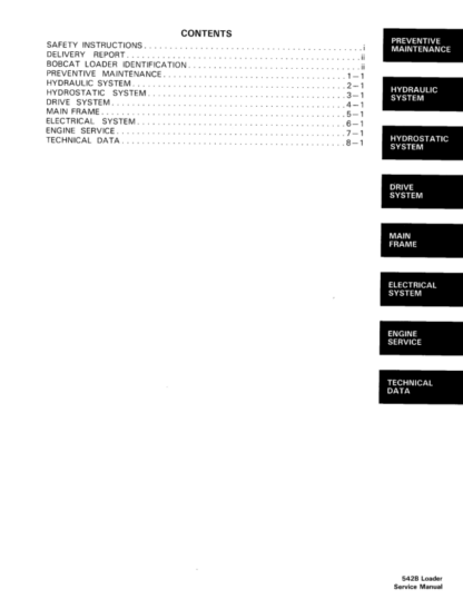 Bobcat 542B Loader Service Manual - Image 3