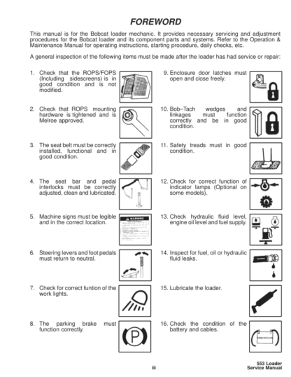Bobcat 553 Loader Service Manual SN 513011001 513031001 - Image 4