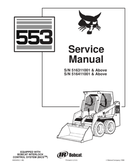 Bobcat 553 Loader Service Manual SN 516311001 516411001 - Image 2