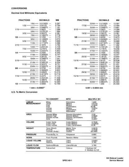 Bobcat 553 Loader Service Manual SN 528011001 528111001 - Image 9