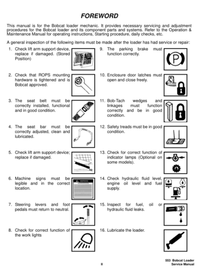 Bobcat 553 Loader Service Manual - Image 5