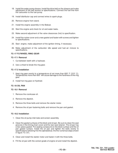 Bobcat 700 720 721 722 Loader Service Manual - Image 7