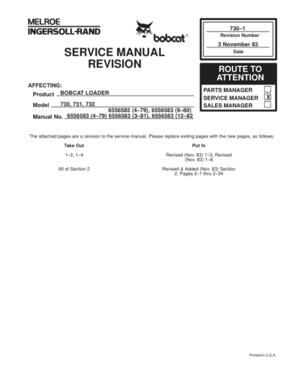 Bobcat 730 731 732 Loader Service Manual - Image 8