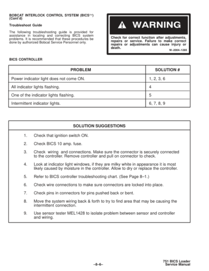 Bobcat 751 Loader Service Manual SN 514711001 514911001 - Image 8