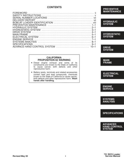 Bobcat 751 Loader Service Manual SN 515711001 515729999 515611001 515619999 - Image 4
