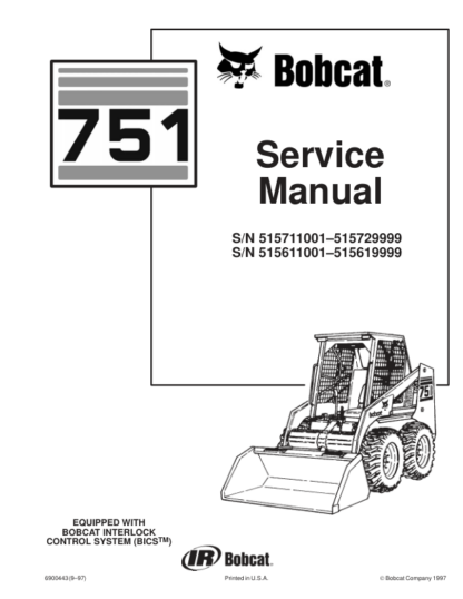 Bobcat 751 Loader Service Manual SN 515711001 515729999 515611001 515619999 - Image 2