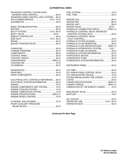Bobcat 751 Loader Service Manual SN 515730001 515620001 - Image 3