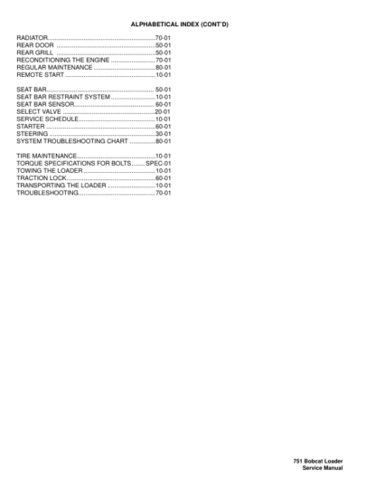 Bobcat 751 Loader Service Manual SN 515730001 515620001 - Image 4