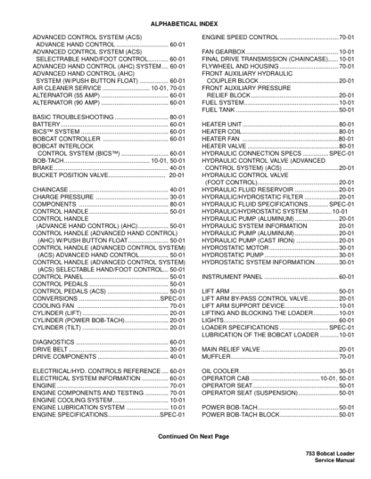 Bobcat 753 Loader Service Manual SN 515830001 516220001 - Image 3