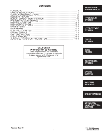 Bobcat 773 Loader Service Manual Europe Only - Image 4