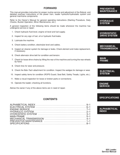 Bobcat 825 Loader Service Manual - Image 8