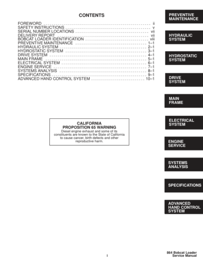 Bobcat 864 Loader Service Manual 1999 - Image 5