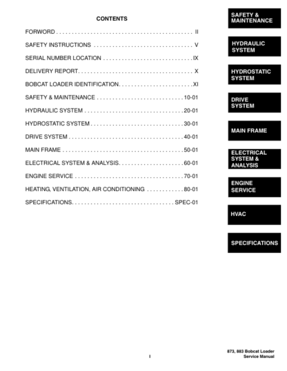 Bobcat 873 883 Loader Service Manual 2006 - Image 5